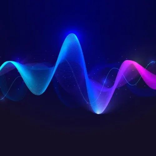 Fluorescent sound wave graphics.